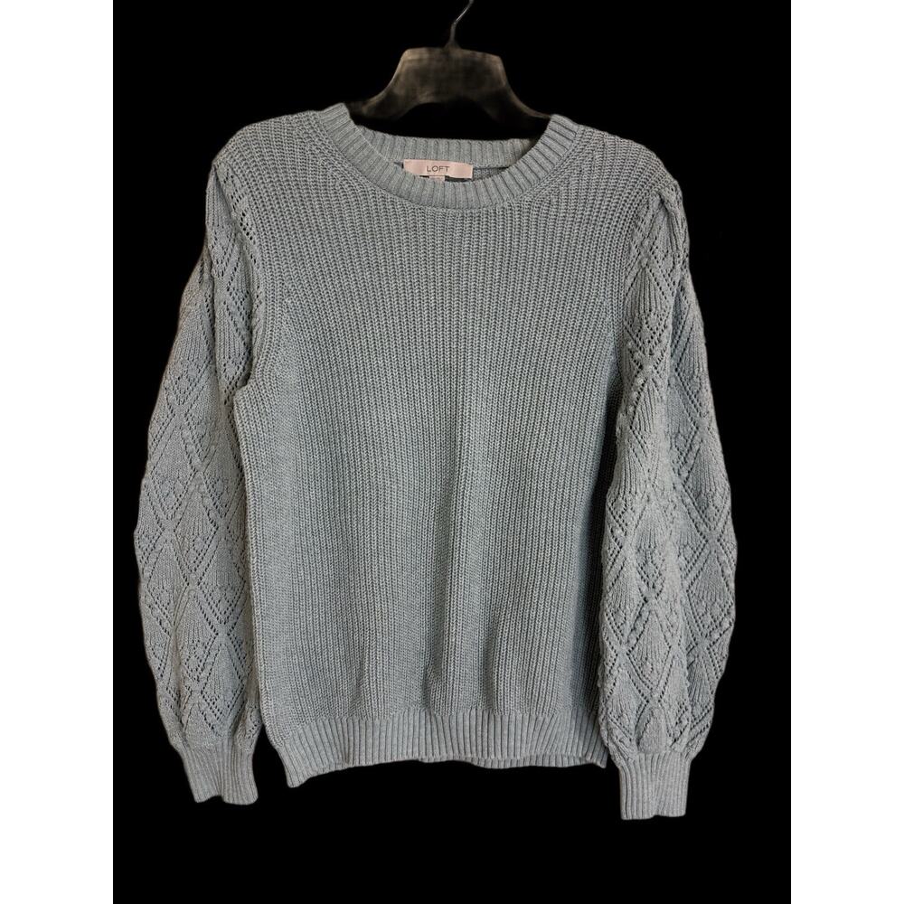 LOFT Womens Crew Neck Pullover Sweater W/ Textured Sleeve Size XXL